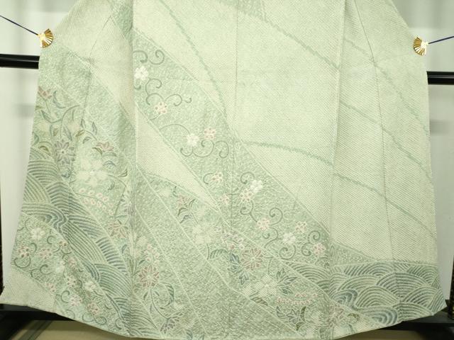 平和屋着物●名門 藤娘きぬたや・総絞り 訪問着 花唐草文 正絹 逸品 DABH9227ps