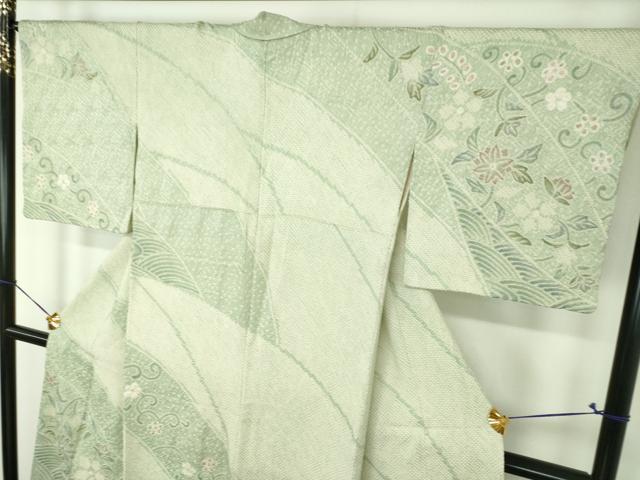 平和屋着物●名門 藤娘きぬたや・総絞り 訪問着 花唐草文 正絹 逸品 DABH9227ps