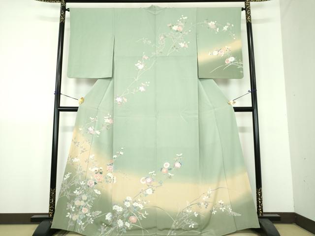 平和屋着物●訪問着 友禅 枝花文 暈し染め 正絹 逸品 DABH9228ps