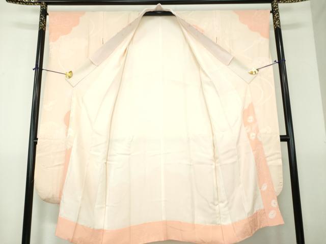 平和屋着物●振袖用長襦袢 袷 半衿刺繍 絞り 雲取り御所車花地紋 正絹 逸品 DABH9232ps