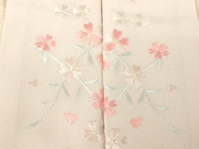 平和屋着物●振袖用長襦袢 袷 半衿刺繍 絞り 雲取り御所車花地紋 正絹 逸品 DABH9232ps