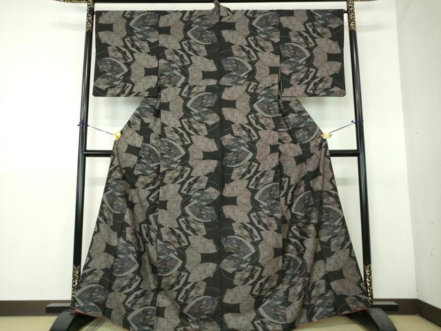 平和屋着物●本場大島紬 9マルキ 地紙風景花文 正絹 逸品 DABH9234ps
