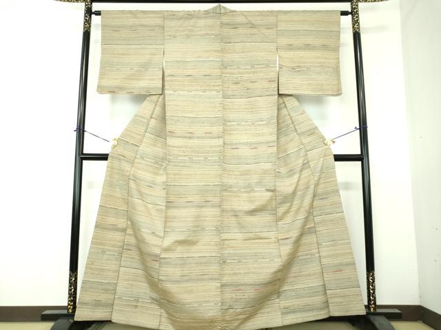 平和屋着物●上質な紬 横段文 正絹 逸品 DABH9239ps
