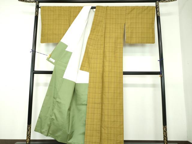 平和屋着物●黄八丈 綾織 格子 やまと誂製 正絹 逸品 DABH9241ps