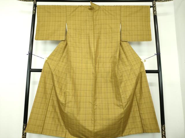 平和屋着物●黄八丈 綾織 格子 やまと誂製 正絹 逸品 DABH9241ps