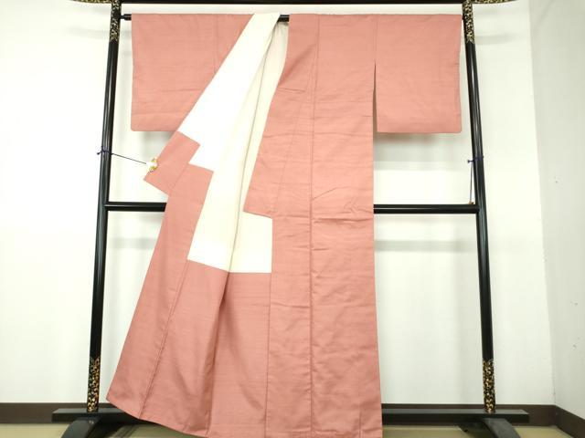 平和屋着物●結城紬 色無地 赭色 正絹 逸品 DABH9241ps