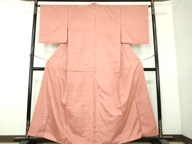 平和屋着物●結城紬 色無地 赭色 正絹 逸品 DABH9241ps