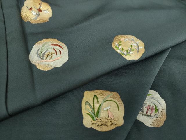 平和屋着物●訪問着 竹屋町刺繍 花丸文 金彩 正絹 逸品 DABH9246ps