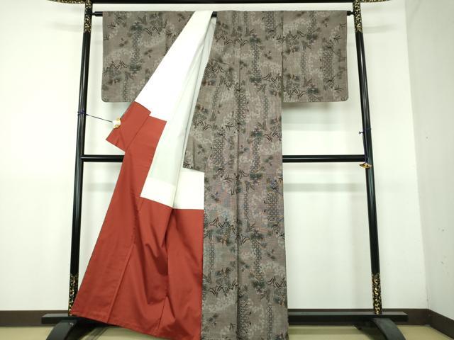平和屋着物●本場大島紬 9マルキ 舞蝶花文 正絹 逸品 未使用 DABH9251ps