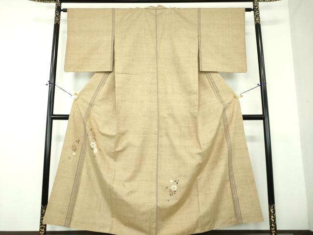 平和屋着物●訪問着 紬地 枝花間道 正絹 逸品 DABH9255ps