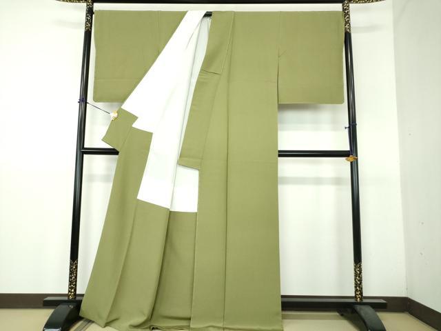 平和屋着物●上質な色無地 柳茶色 正絹 逸品 未使用 DABH9258ps