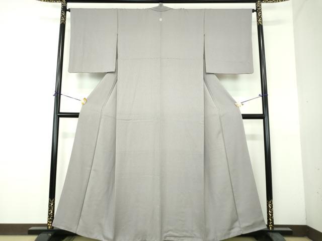 平和屋着物●上質な色無地 霞地紋 薄鈍色 正絹 逸品 DABH9259ps