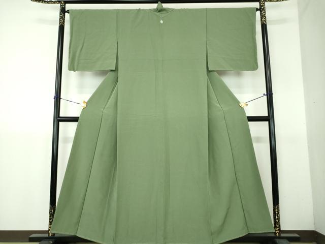 平和屋着物●上質な色無地 老竹色 正絹 逸品 未使用 DABH9263ps