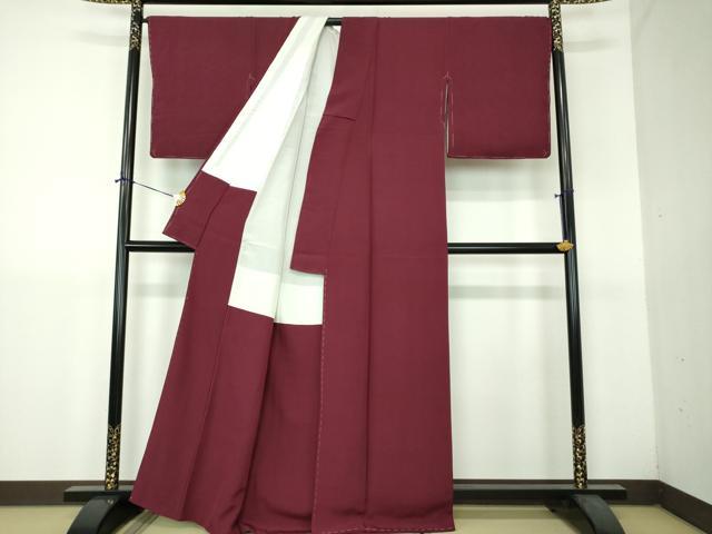 平和屋着物●上質な色無地 葡萄色 正絹 逸品 DABH9268ps