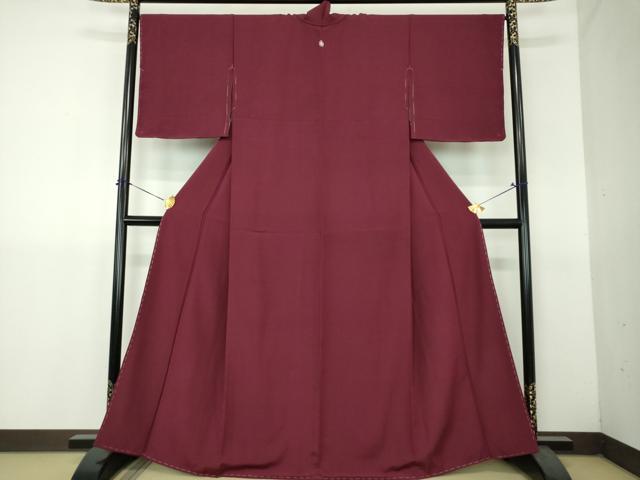 平和屋着物●上質な色無地 葡萄色 正絹 逸品 DABH9268ps