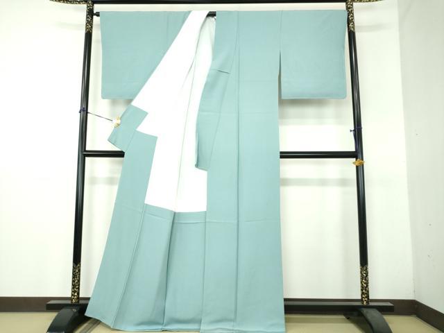 平和屋着物●上質な色無地 作家物 白群色 正絹 逸品 未使用 DABH9272ps