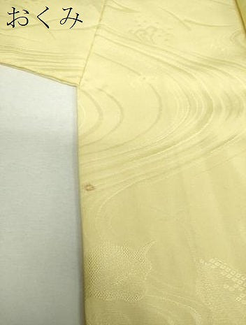平和屋着物●上質な色無地 流水華地紋 若芽色 正絹 逸品 DABH9284ps