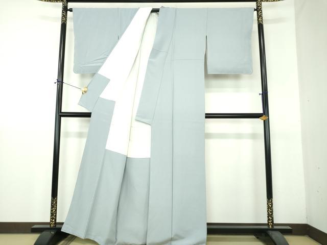 平和屋着物●上質な色無地 作家物 霞地紋 秘色色 正絹 逸品 未使用 DABH9286ps