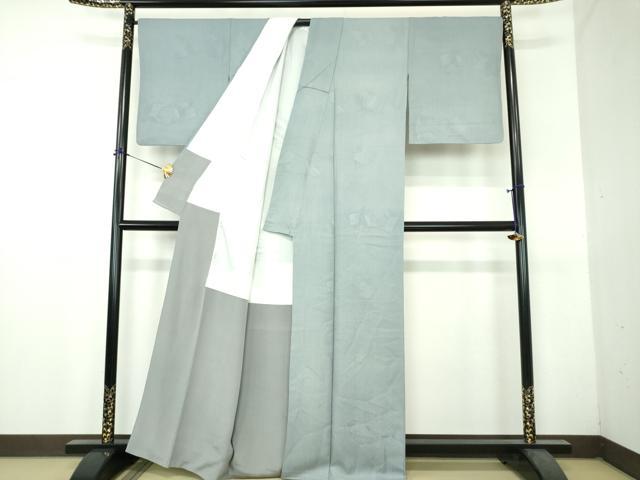 平和屋着物●上質な色無地 亀甲花地紋 秘色色 正絹 逸品 DABH9289ps