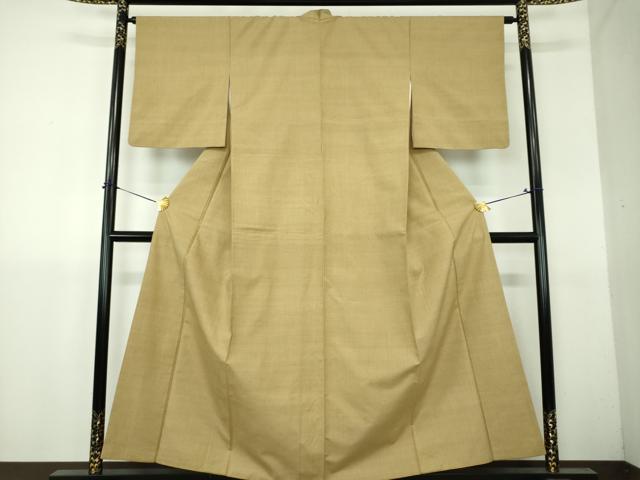 平和屋着物●結城紬 色無地 榛色 正絹 逸品 DABH9293ps