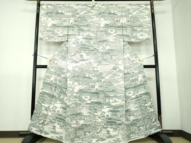 平和屋着物●訪問着 型染 風景文 正絹 逸品 DABH9300ps