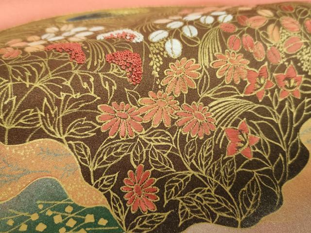平和屋着物●人間国宝 福田喜三郎 中国三大刺繍 相良刺繍 訪問着 器物花文 暈し染め 金銀彩 正絹 逸品 DABH9308ps