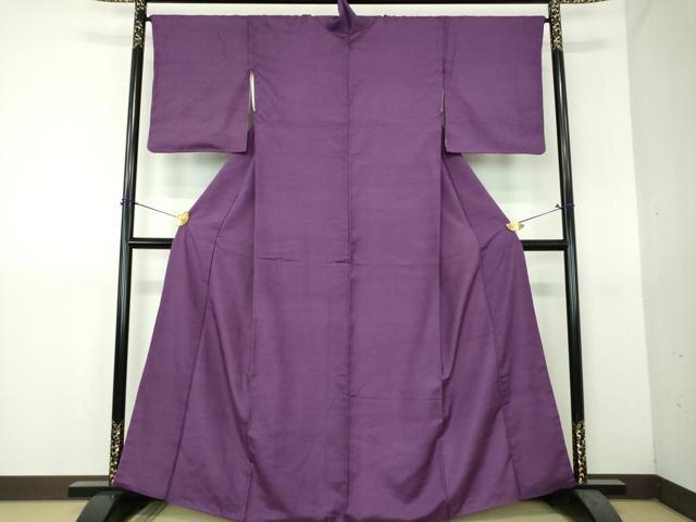 平和屋着物●上質な紬 色無地 葡萄色 正絹 逸品 DABH9309ps