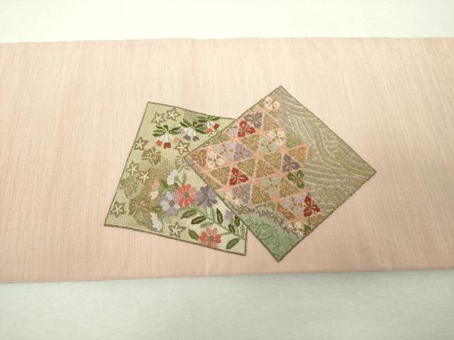 平和屋着物▼中国三大刺繍 総相良刺繍 総刺繍 つけ帯 色紙重ね花文 金糸 正絹 逸品 DABH9320ps