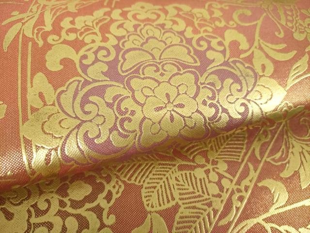 平和屋着物▼袋帯 螺鈿 正倉院花文 金彩 正絹 逸品 DABH9331ps