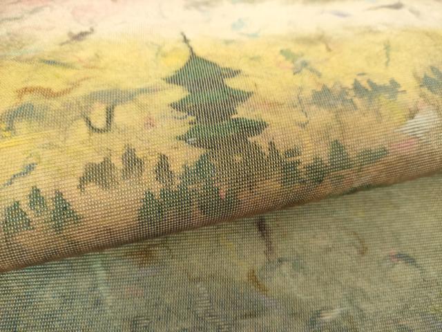 平和屋着物▼紙芸創作者・横山優 和紙 太鼓柄袋帯 風景文 正絹 逸品 DABH9342ps