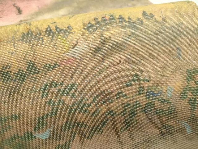 平和屋着物▼紙芸創作者・横山優 和紙 太鼓柄袋帯 風景文 正絹 逸品 DABH9342ps