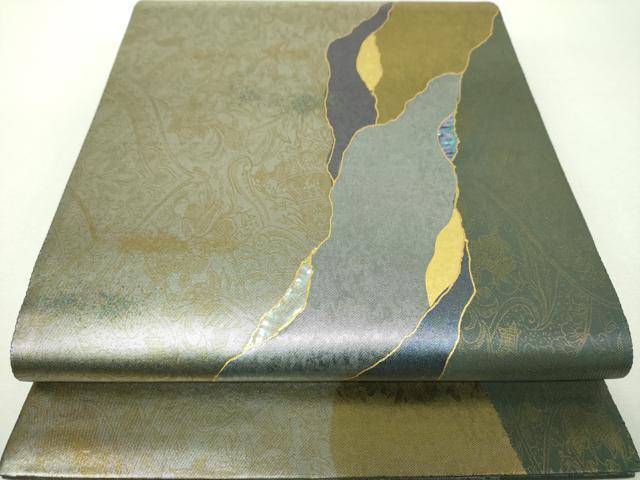 平和屋着物▼袋帯 螺鈿 更紗花文 金銀彩 引箔 やまと誂製 正絹 逸品 DABH9346ps
