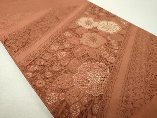平和屋着物●中国三大刺繍 スワトウ相良刺繍 汕頭相良刺繍 総刺繍 太鼓柄袋帯 紬地 辻が花 正絹 逸品 DABH9349ps
