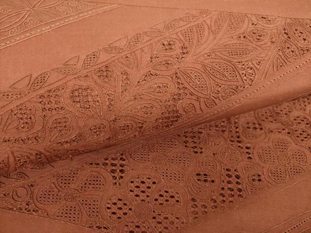 平和屋着物●中国三大刺繍 スワトウ相良刺繍 汕頭相良刺繍 総刺繍 太鼓柄袋帯 紬地 辻が花 正絹 逸品 DABH9349ps