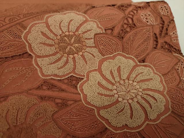 平和屋着物●中国三大刺繍 スワトウ相良刺繍 汕頭相良刺繍 総刺繍 太鼓柄袋帯 紬地 辻が花 正絹 逸品 DABH9349ps