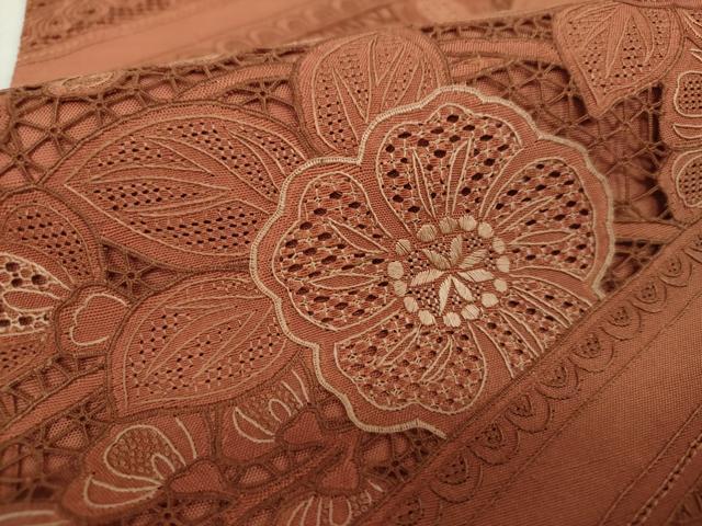 平和屋着物●中国三大刺繍 スワトウ相良刺繍 汕頭相良刺繍 総刺繍 太鼓柄袋帯 紬地 辻が花 正絹 逸品 DABH9349ps