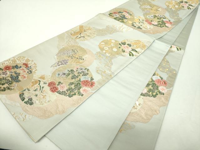 平和屋着物▼六通柄袋帯 唐織 花冠風韻 金糸 正絹 逸品 DABH9355ps