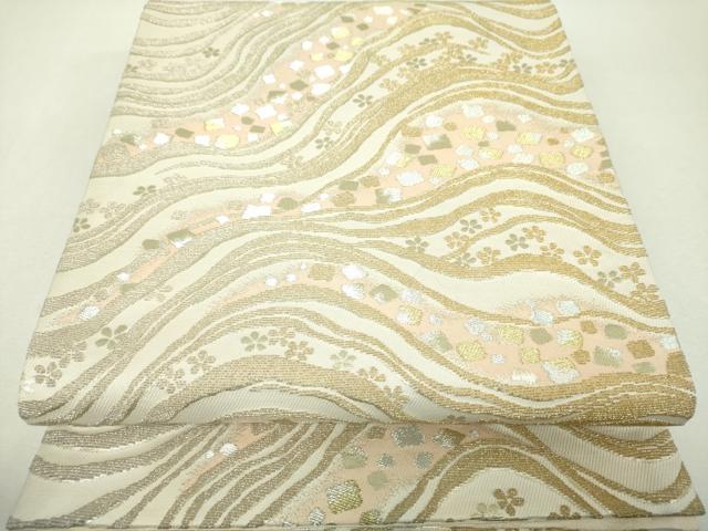 平和屋着物●極上 両面 六通柄袋帯 金華山織 しゃなり 和み 金銀糸 正絹 逸品 DABH9404ps