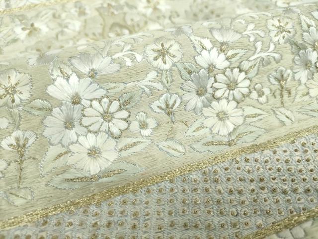 平和屋着物▼中国三大刺繍 相良刺繍 総刺繍 太鼓柄袋帯 更紗花文 金銀糸 正絹 逸品 DABH9408ps