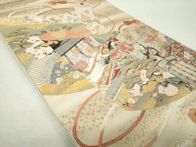 平和屋着物▼六通柄袋帯 唐織 桃山絵巻の粋 金糸 正絹 逸品 DABH9413ps