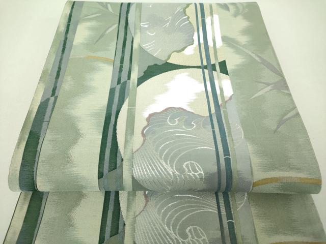平和屋着物▼西陣 河瀬満織物謹製 六通柄袋帯 江戸の粋 立波丸間道 銀糸 証紙付き 正絹 逸品 未使用 DABH9416ps