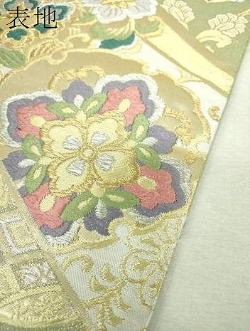 平和屋着物▼六通柄袋帯 唐織 六華泉 若草花苑 金銀糸 正絹 逸品 DABH9434ps