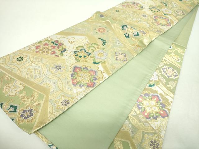平和屋着物▼六通柄袋帯 唐織 六華泉 若草花苑 金銀糸 正絹 逸品 DABH9434ps