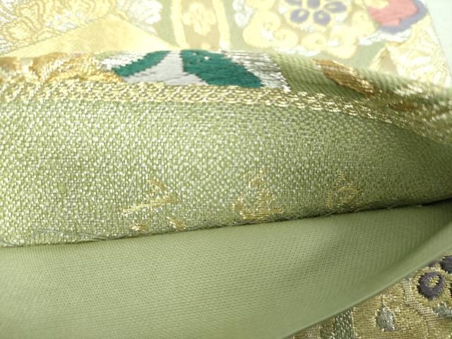 平和屋着物▼六通柄袋帯 唐織 六華泉 若草花苑 金銀糸 正絹 逸品 DABH9434ps