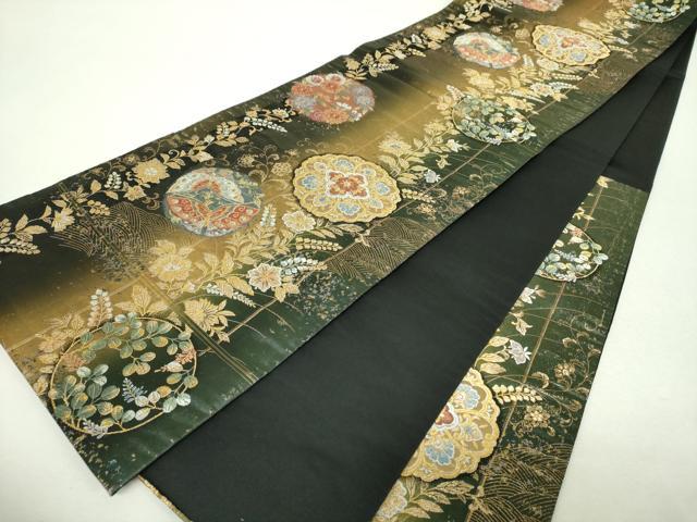 平和屋着物▼六通柄袋帯 元禄格天文 金銀糸 引箔 正絹 逸品 DABH9435ps