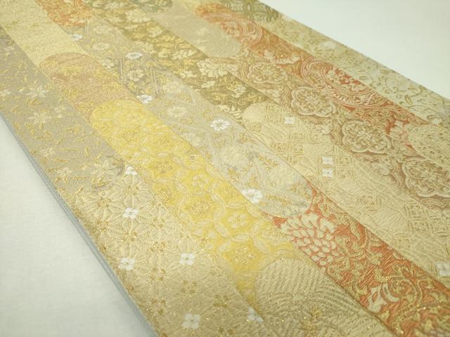 平和屋着物▼六通柄袋帯 作家物 華貴煌 献上名物裂文 金糸 正絹 逸品 未使用 DABH9436ps