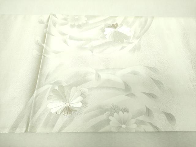 平和屋着物▼太鼓柄袋帯 刺繍 菊文 乱菊 銀糸 正絹 逸品 未使用 DABH9438ps