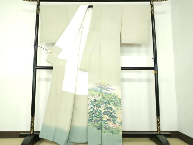 平和屋着物●十日町友禅作家 岡村蒼風 色留袖 風景花文 正絹 逸品 DABH9452ps