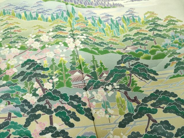 平和屋着物●十日町友禅作家 岡村蒼風 色留袖 風景花文 正絹 逸品 DABH9452ps