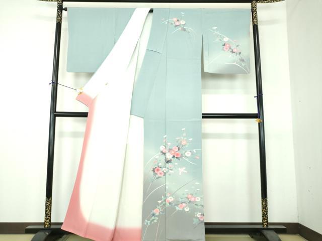 平和屋着物●訪問着 友禅 花鳥文 暈し染め 正絹 逸品 DABH9454ps
